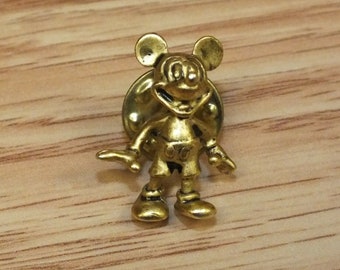 Rare Vintage Disney Stamped Gold Tone 3D Mickey Mouse Collectible Lapel Pin