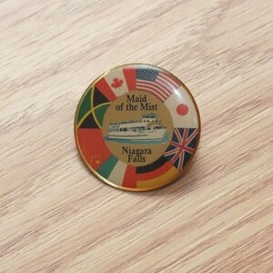 Vintage Maid of the Mist Niagara Falls World Flags Travel Souvenir Pin