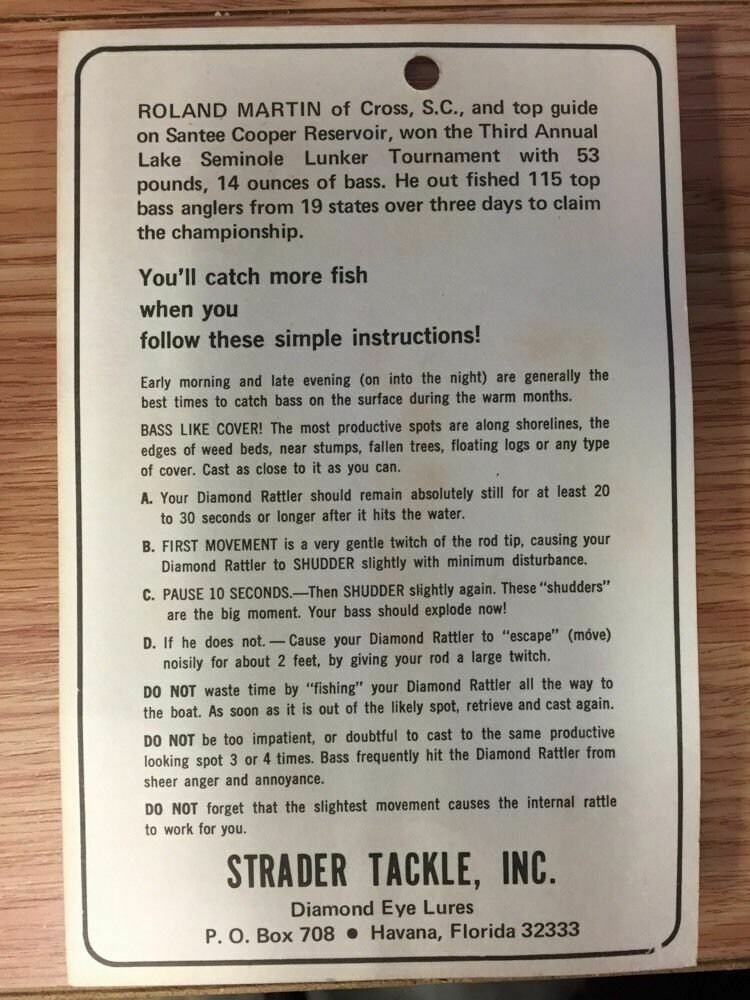 Vintage Diamond Rattler Jim Strader Fishing Lure 3