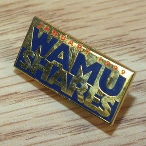 Vintage January 1999 Wamu Shares Collectible Blue & Gold Tone Lapel Pin