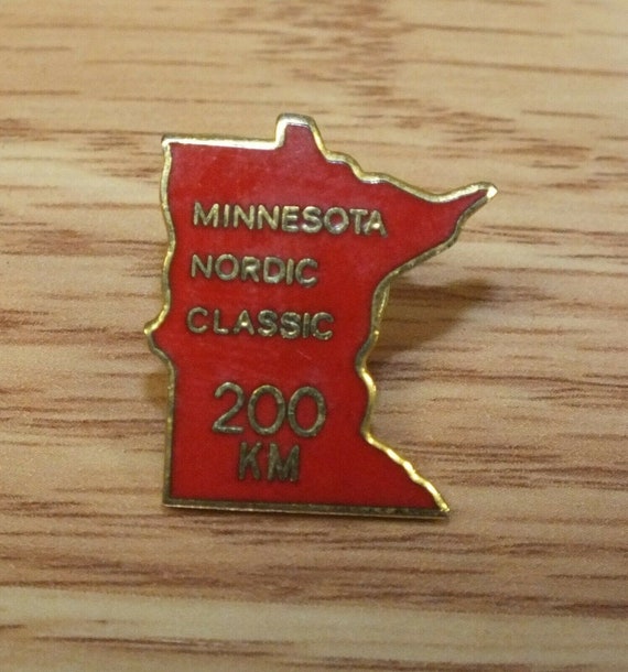 Vintage Red & Gold Tone Minnesota Nordic Classic … - image 1