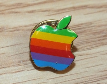 Rainbow Logo Vintage Apple Computer Tie Tack Lapel Pin