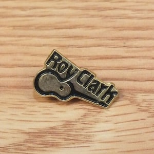 Vintage Black & Gold Tone Roy Clark Collectible Musician Souvenir Pin