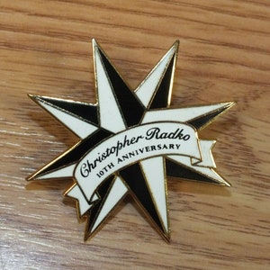 Christopher Radko 10th Anniversary Collectible Black & White Lapel Pin
