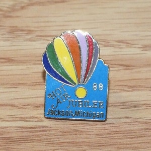 1988 Jackson Michigan Hot Air Balloon Jubilee Vintage Souvenir Lapel Pin