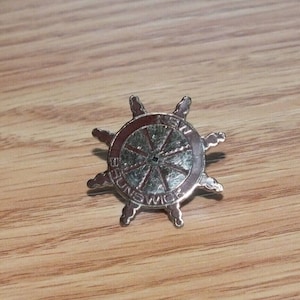 Silver Tone Vintage New Brunswick Collectible Ship Wheel Souvenir Pin