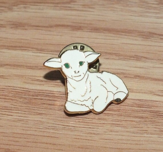 Vintage Juniper Lacombe Collectible Small Religious White Lamp Lapel Pin