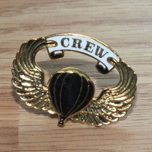 Gold Tone Wings Black Hot Air Balloon Collectible Crew Lapel Pin