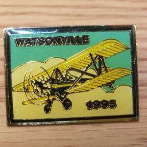 Vintage 1995 Watsonville Aviation Airplane Collectible Enamel Pin Lapel