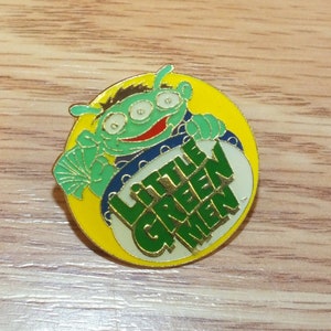 Vintage Multi Color &quot;Little Green Men&quot; Collectible Round Alien Lapel Pin