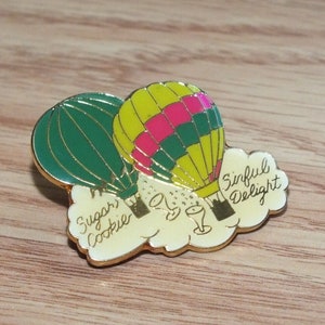 Vintage Emaille Zucker Cookie Sinful Delight Sammelobjekt Heißluftballon Pin