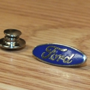 Vintage Rideau Blue & Silver Tone Collectible Ford Advertisement Lapel Pin