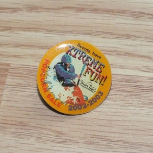Vintage Scouts Have Xtreme Fun! Popcorn Sale 2002 - 2003 Enamel Lapel Pin