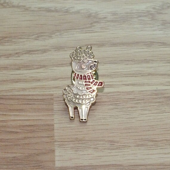Vintage Llama Wearing a Scarf Collectible Animal Enamel Lapel Pin
