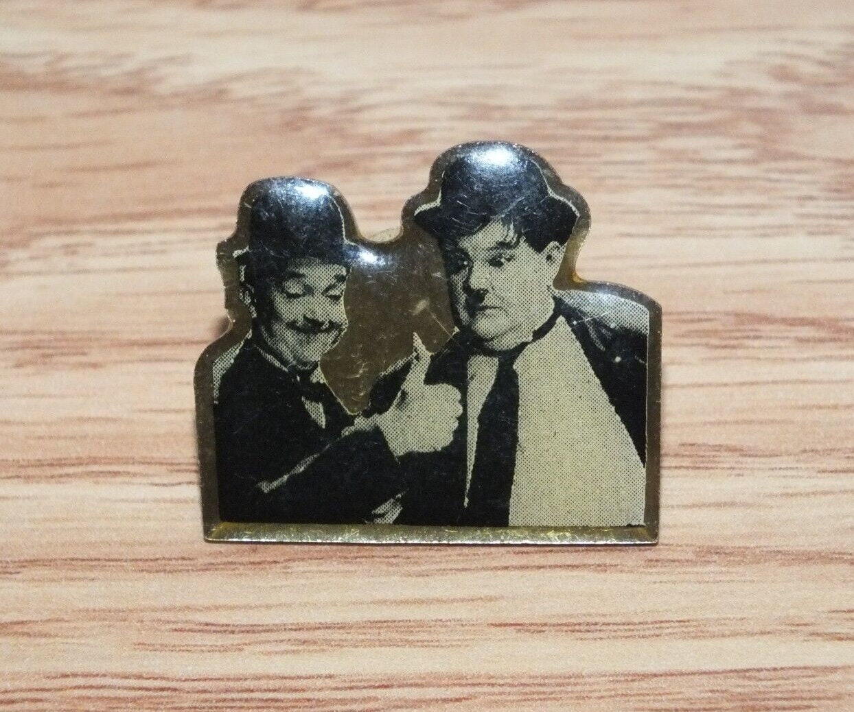 Vintage Enamel Laurel and Hardy Collectible Hard to Find Lapel Pin