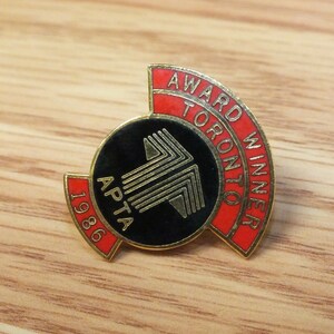 Vintage 1986 Award Winner Toronto APTA Red & Black Collectible Lapel Pin