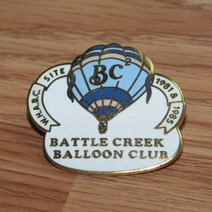 W.H.A.B.C Site 1981 & 1985 Battle Creek Balloon Club Blue Hot Air Balloon Pin