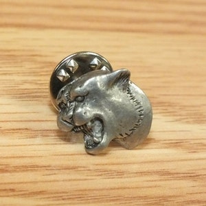 Vintage Thailandia Panther Head Silver Tone Collectible Pewter Animal Lapel Pin