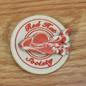 Vintage Red Hat Society Spinner Women&#39;s Collectible Club Pin Lapel
