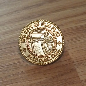 Vintage Gold Tone The City of Flin Flon Manitoba Collectible Lapel Pin