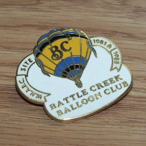 W.H.A.B.C Site 1981 & 1985 Battle Creek Balloon Club Yellow Hot Air Balloon Pin