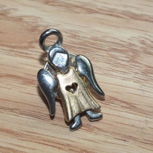 Vintage GCI Marked Gold Tone & Silver Tone Angel Heart Lapel Pin