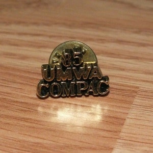 Vintage 1985 UMWA COMPAC United Mine Workers of America Gold Tone Lapel Pin