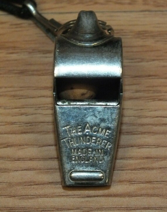 Sifflet Vintage Acme Thunderer Acier Inox – Avec Corde Noire, Fabriqué En Angleterre