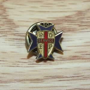 Vintage Sterling Gold Tone Knights Templar PDEP 50 Year Service Pin / Lapel