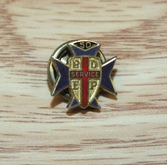 Vintage Sterling Gold Tone Knights Templar PDEP 50 Year Service 