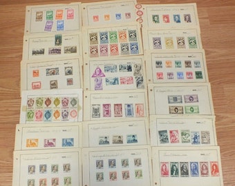 Antiguo/Vintage 1940's 1930's Lote mixto de 110 sellos coleccionables de varios países