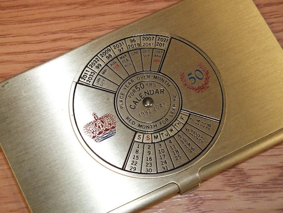 Vintage 1992-2041 50 Years Calendar Collectible Brass Tone