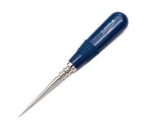 May include: A blue handled needle threader with a silver metal tip. The handle has the text "CLOVER JAPAN" on it.