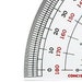 May include: A white protractor with black markings and red numbers. The protractor has a range of 0 to 360 degrees and is labeled "CONCISE".