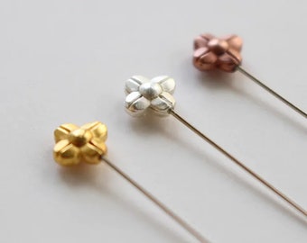 Cohana-Sewing Pins with Flower in Gold, Silver and Bronze