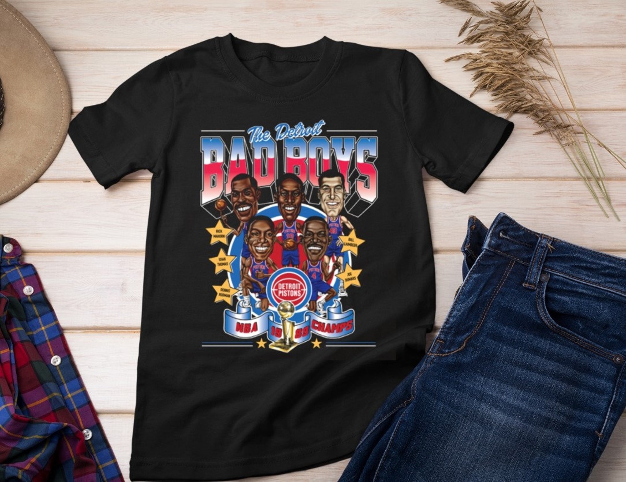 1989 Champs Detroit Bad Boys Basketball Fan Reprint T-Shirt, Basketball Lover Shirt