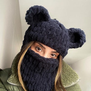 BALACLAVA, Valentines Day Gift, Bear Balaclava, Winter Mask, Winter Hat, Animal Balaclava, Ski Mask, Snow Mask, Woman Balaclava