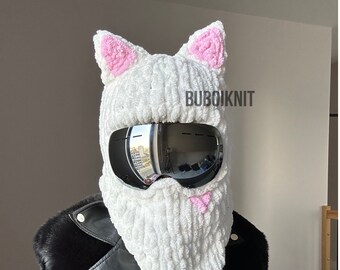 Balaclava,Valentines Day Gift, Cat Balaclava, Handmade Balaclava, Animal Balaclava, Woman Balaclava, Unisex Balaclava, Animal Ear Balaclava