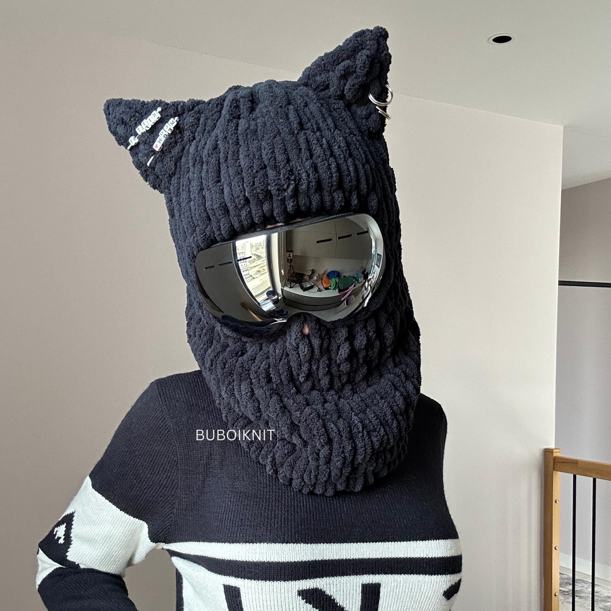 帽子 c0mi / new iruse2 23aw lop ear balaclava Y2k Knit Balaclava Face Mask for Women Men Bunny Ear Horn