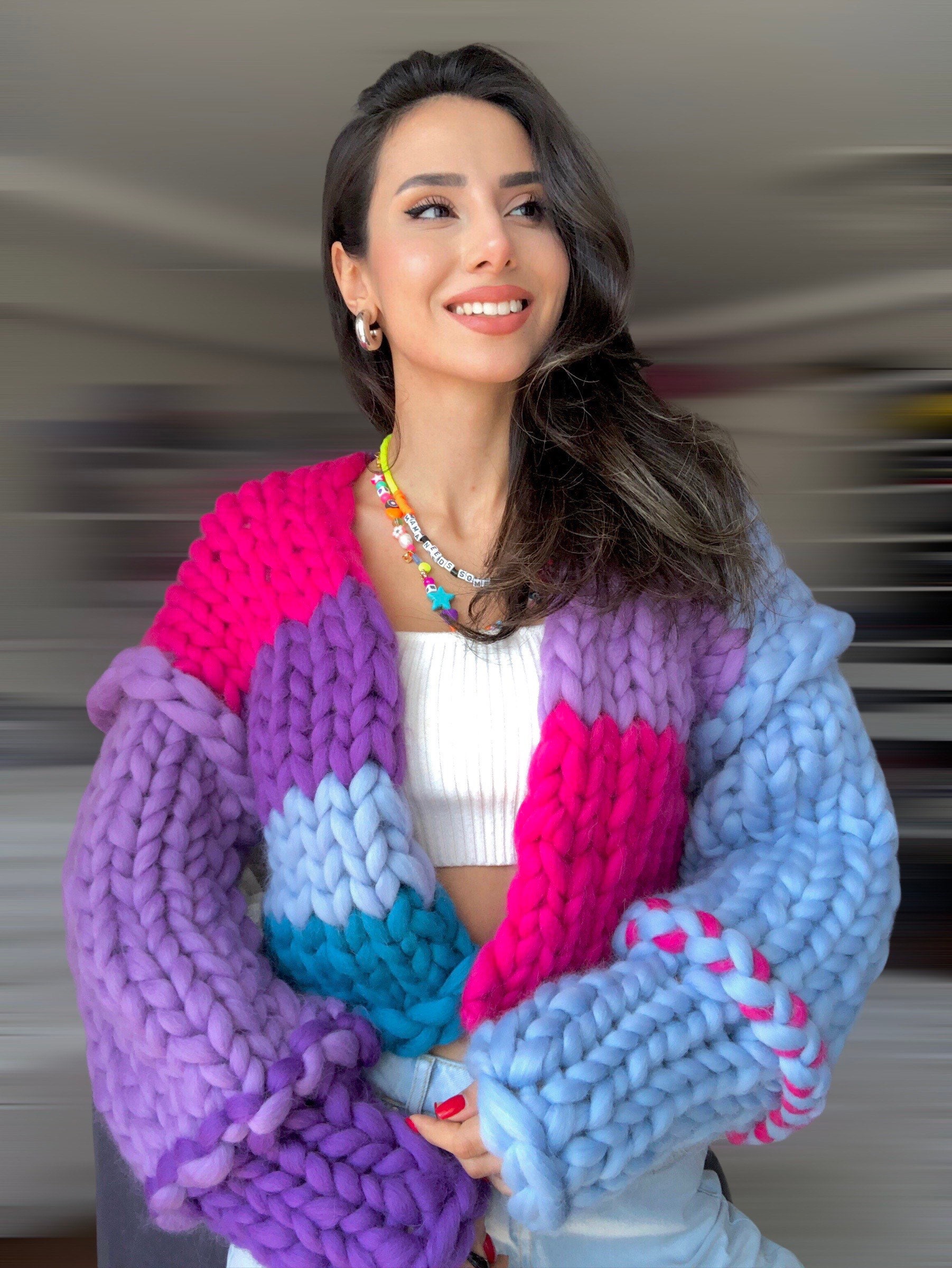 rainbow wool cardigan