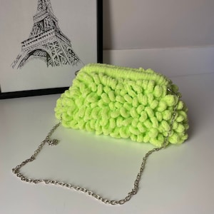 Puffy Bag, Colorful Bag, Puffy Clutch, Handmade Bag, Woman Handmade Bag, Gifts For Her, Shaggy Bag, Rainbow Bag, Crossbody Bag Handmade Gift