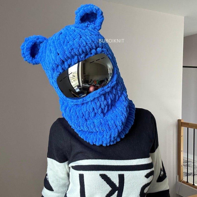 Helmet balaclava, helmet mask, ski helmet protector, Crochet Balaclava, Ski Balaclava, Custom Balaclava, teddy balaclava imagen 4