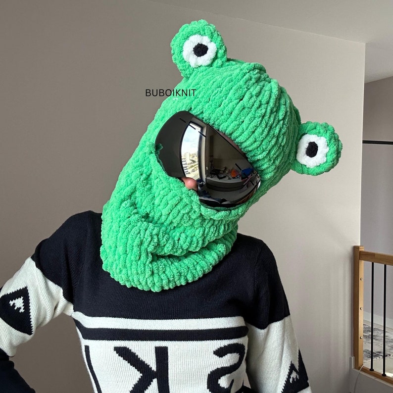 Frog Balaclava, Ski Helmet Mask, Helmet Protector, Balaclava With Helmet, Custom Balaclava, Animal Balaclava, Personalized Gift, Frog Mask image 3