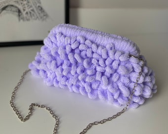 Puffy Bag, Colorful Bag, Puffy Clutch, Handmade Bag, Woman Handmade Bag, Gifts For Her, Shaggy Bag, Rainbow Bag, Crossbody Bag Handmade Gift