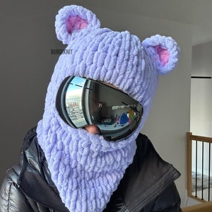 Helmet balaclava, helmet mask, ski helmet protector, Crochet Balaclava, Ski Balaclava, Custom Balaclava, teddy balaclava image 6