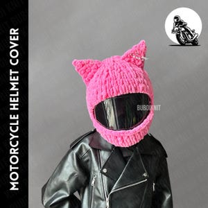Couvre-casque de moto, cagoule, bonnet animal, bonnet au crochet fait main, oreille de chaton, moto