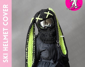 Ski helmet cover balaclava mask, animal beanie, winter hat, handmade unisex gift
