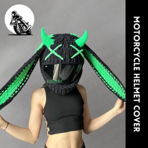 Motorcycle helmet balaclava, devil bunny mask, motorcycle helmet protector, helmet covering, face mask, unisex handmade mask, animal mask