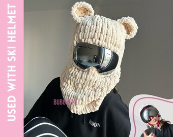 Helmet balaclava, helmet mask, ski helmet protector, Crochet Balaclava, Ski Balaclava, Custom Balaclava, teddy balaclava