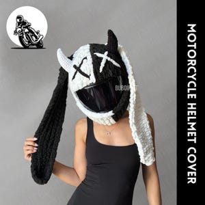 Motorcycle helmet mask, two color devil bunny, motorbike helmet cover, motorcycle helmet protector, motorbike helmet cover, bunny mask